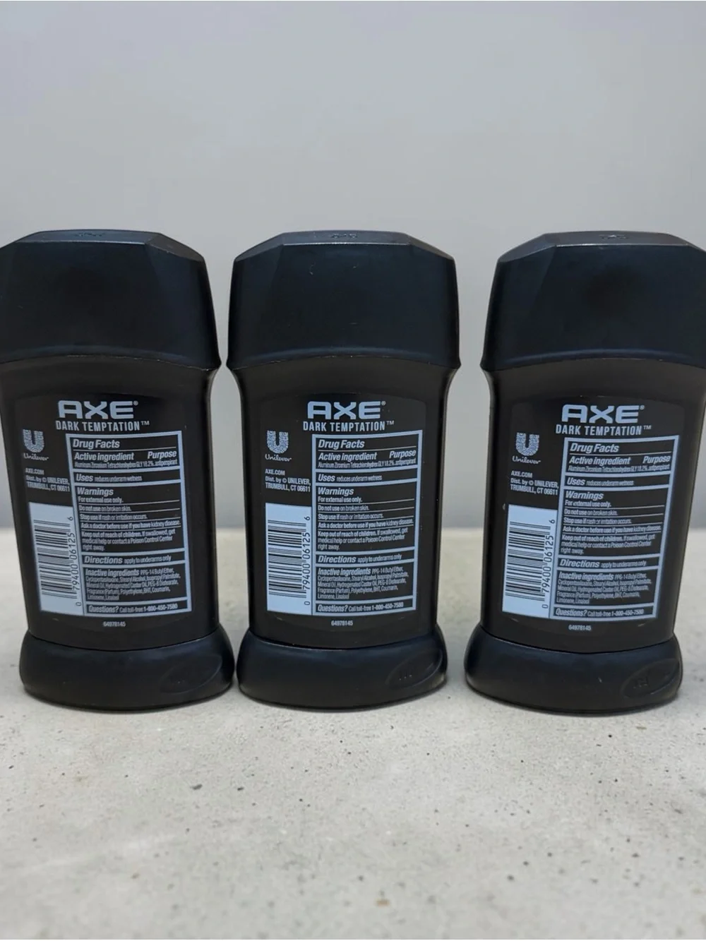 3x AXE Dark Temptation Antiperspirant Deodorant - 48h Sweat & Odor Protection